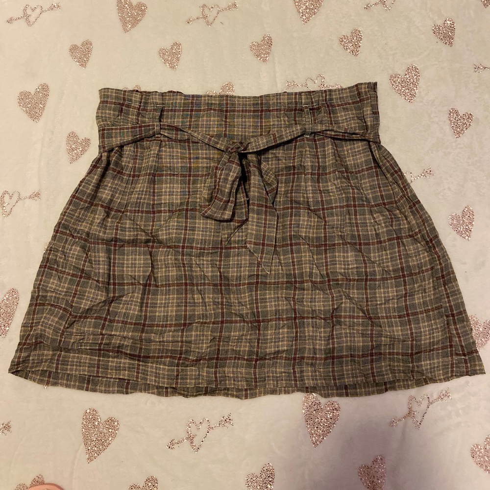 american eagle plaid tie front skirt